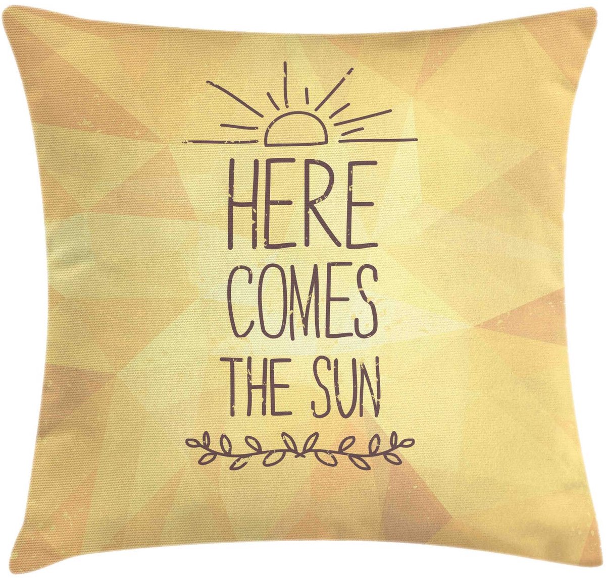 ABAKUHAUS Hier komt de zon Kussenhoes – Dubbelzijdig bedrukt – 60x60 cm – Bruin Geel
