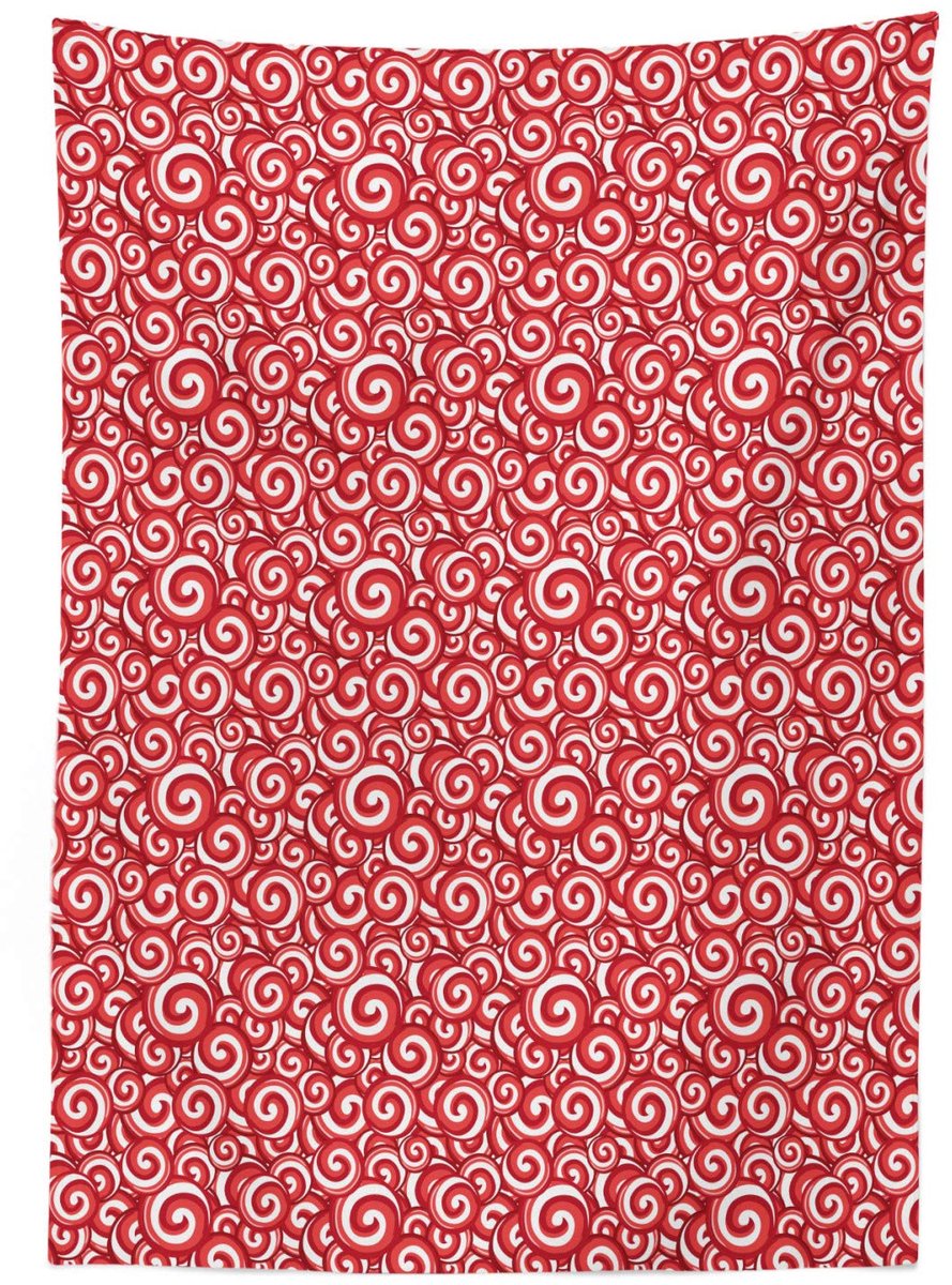 ABAKUHAUS Tafelkleed – Spiral Doodles – 140x200 cm – Wit & Koraal