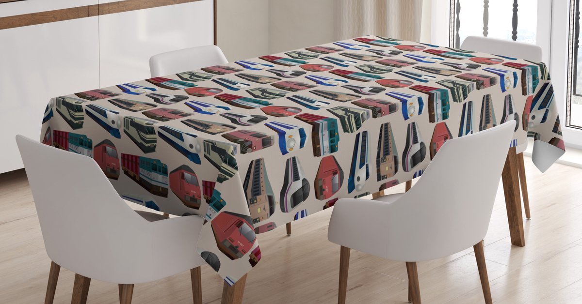 ABAKUHAUS Uittrekbaar tafelkleed – Industrieel ontwerp – 140x200 cm – Veelkleurig satijn