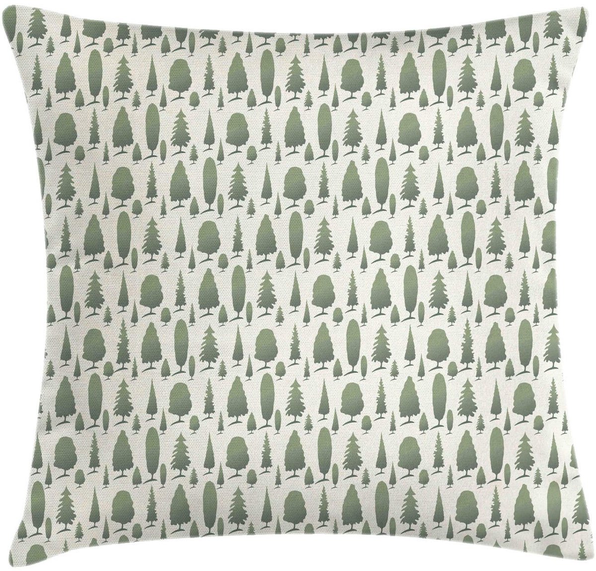 ABAKUHAUS Bos kussenhoes – Woudbomen – 40x40 cm – Omkeerbaar, rits Pale resedagrün