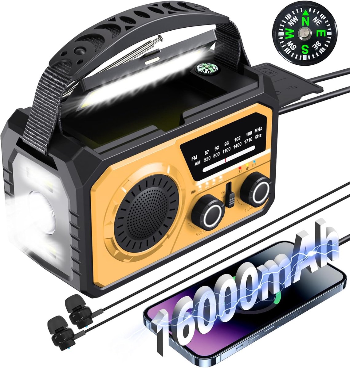 Noodradio - Noodpakket Oorlog - Draagbare Radio - Powerbank Zonneenergie - Transistor Radio
