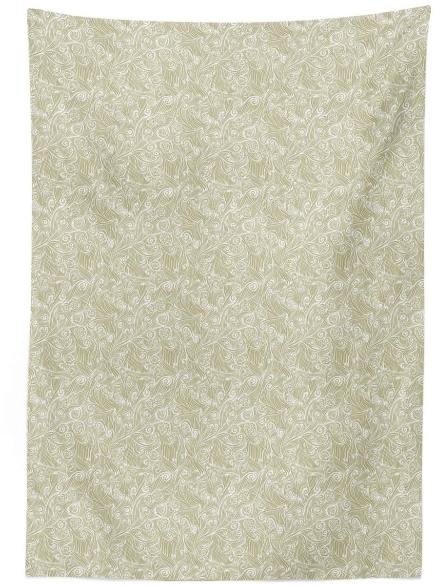 Abakuhaus tafelkleed 140x240 cm – satijnmengsel, beige/wit – machinewasbaar
