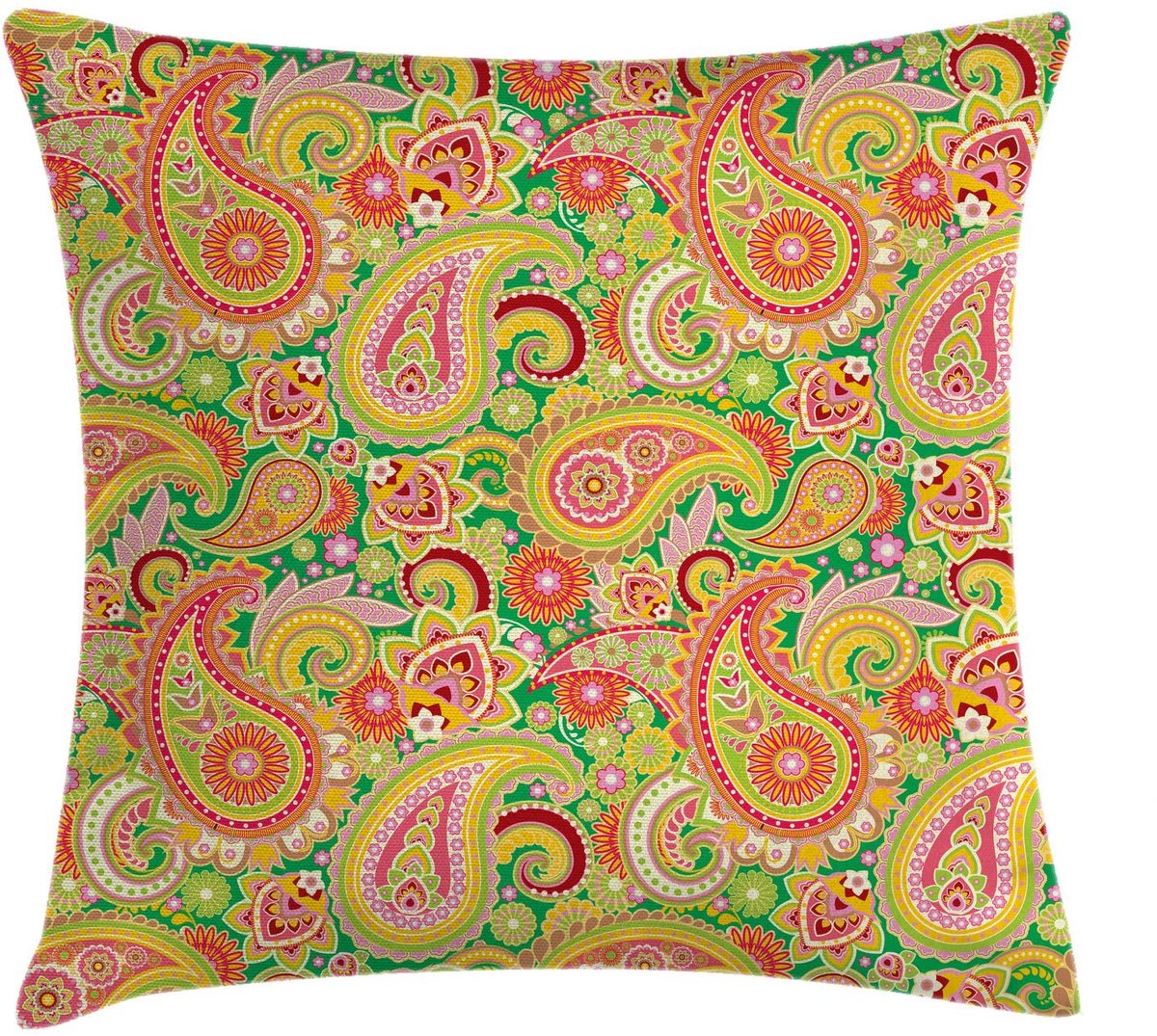 ABAKUHAUS Paisley Kussenhoes – 60x60 cm – Multicolor, Wasbaar Groen