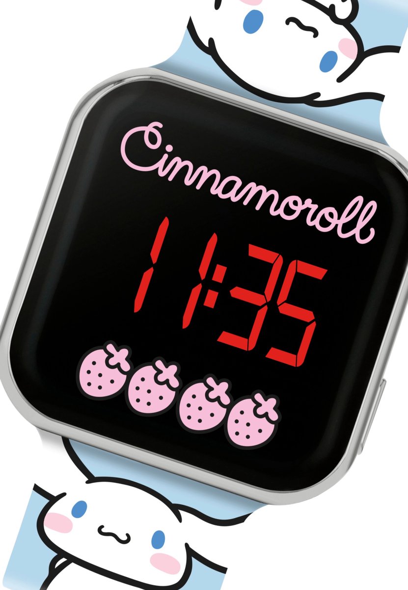 Hello Kitty Friends Cinnamoroll LED Kinderhorloge - Digitaal Horloge met LED-Display - Verstelbare Siliconen Band - Officieel Sanrio Kinderhorloge