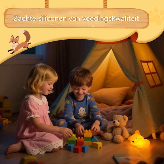 Vitdipy - LED Fox Nachtlampje - Bedlampje - Kinderkamer & Slaapkamer - Oplaadbaar - Touchbediening - Dimbaar Nachtlampjes - Voor Kinderen, Baby & Volwassenen van Merkloos — afbeelding 3