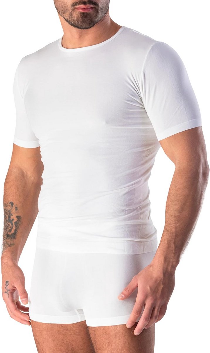 Heren T-shirt van bamboe, ronde hals, naadloos - ademend en comfortabel ondergoed