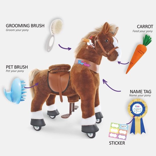 PonyCycle Unicorn Horse Toy Nutrition & Care Set, 5 Piece Assortment. Care Brush, Pet Brush, Carrot, Stickers, Name Plate, Girl Children Model U and Model van ponycycle — afbeelding 5