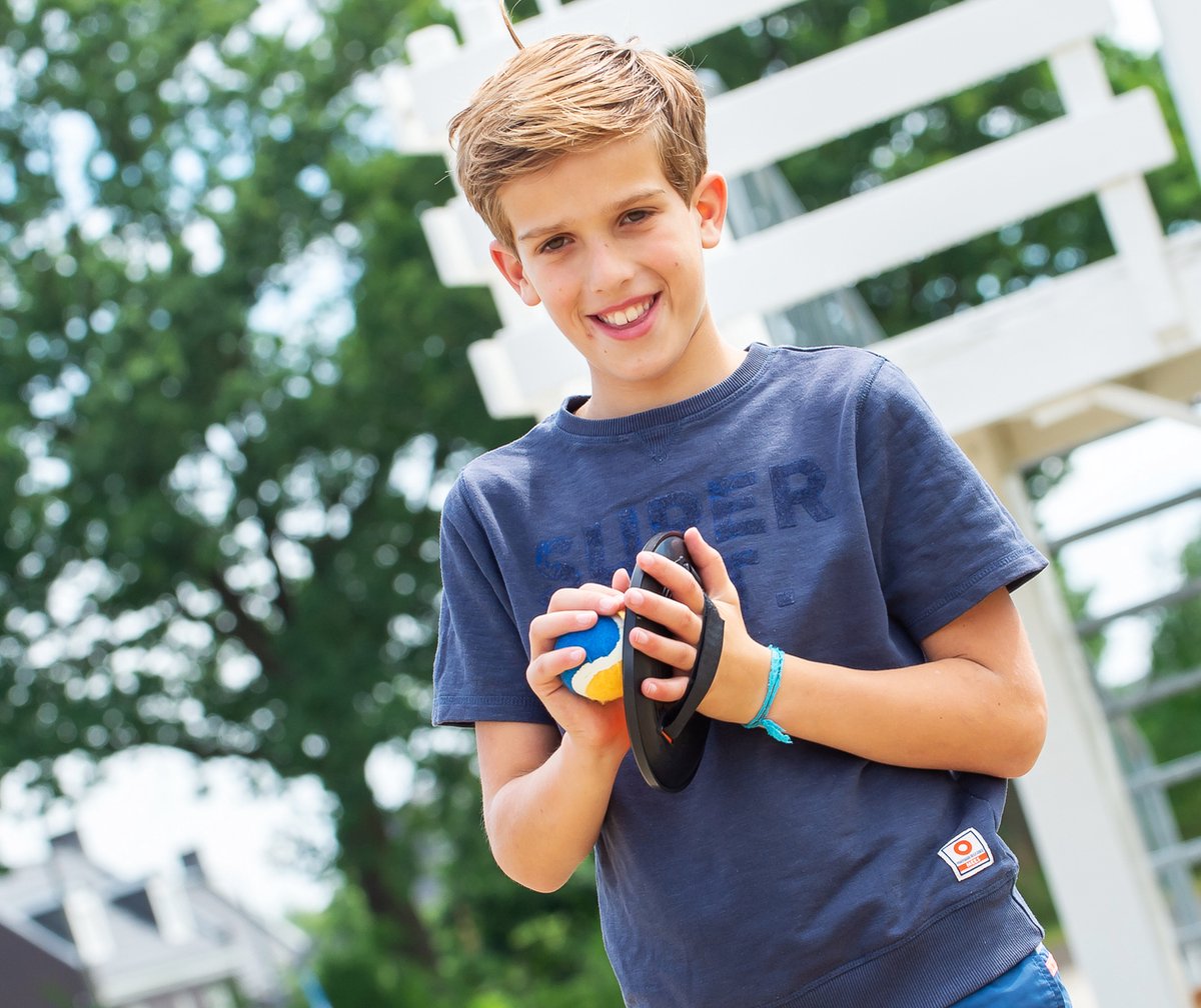 Catchballset Oranje/Blauw – Klittenband Bal 19 cm – Strandspel, Buitenspel & Recreatief Spel – Kinderen & Volwassenen – Engelhart — afbeelding 6