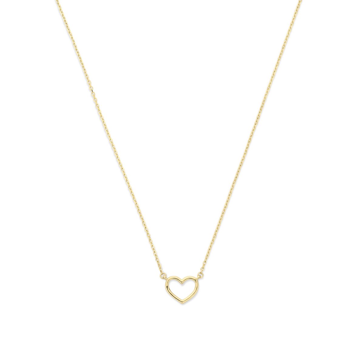 New Bling - 9NBG-0959 - 14K geelgouden ketting – open hart – elegant ontwerp