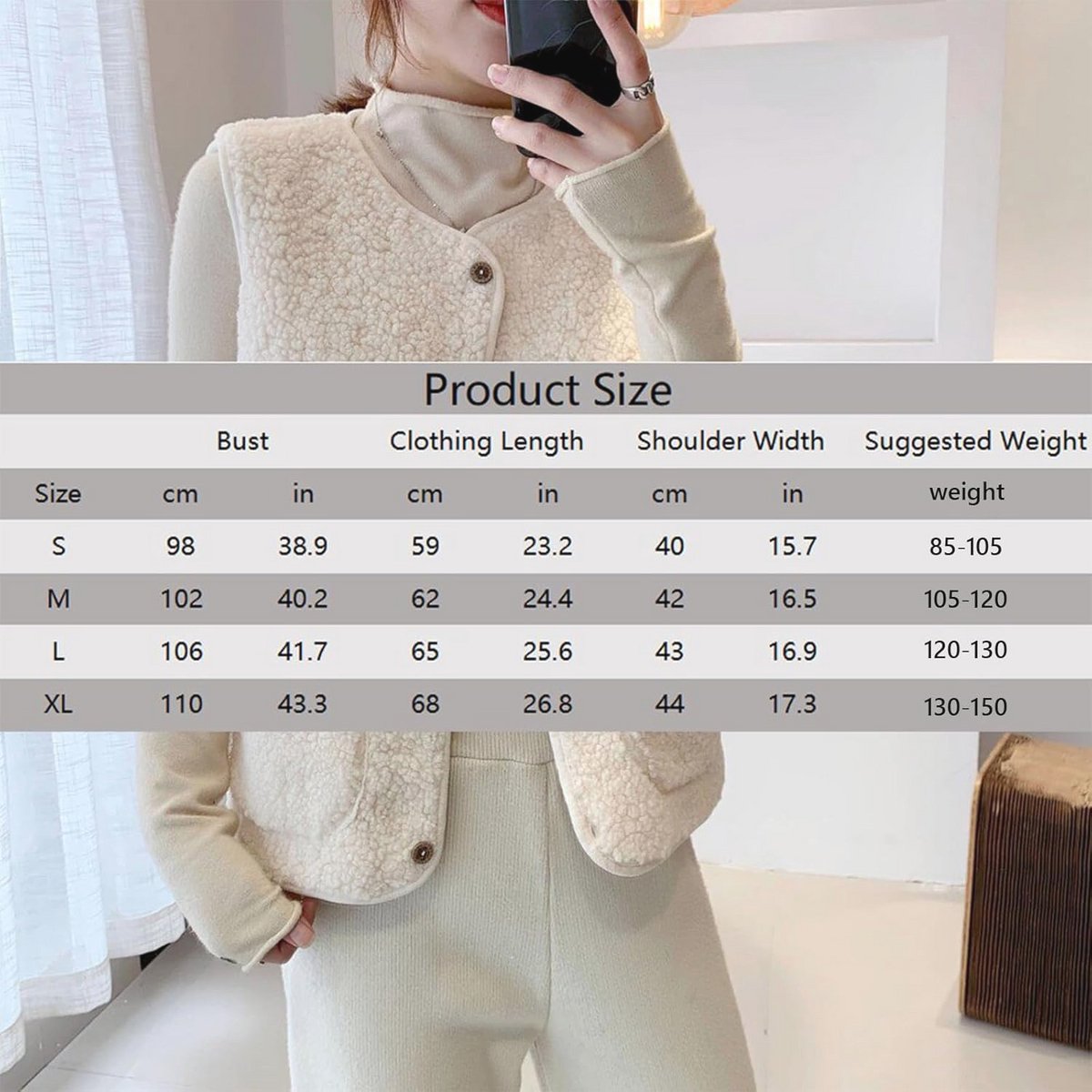 Teddy Fleece Gilet voor Dames - Pluizig Vest in Effen Kleur voor Herfst en Winter