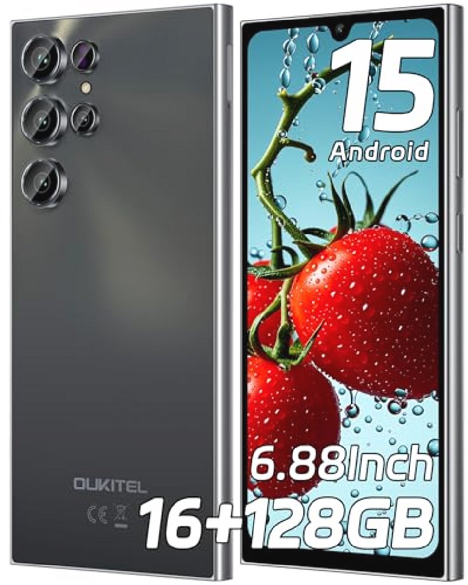 Smartphone Android 6,88 inch HD+, 15, 16 GB + 128 GB/1 TB, 5150 mAh, Dual SIM, Face ID, Vingerafdrukherkenning