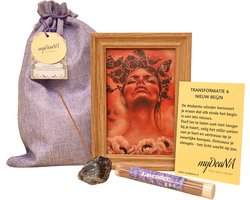 Spiritueel Cadeau Zakje Nieuw Begin - Vlinder Mini Artprint met Amethist - Symbolische Set - myDeaNA