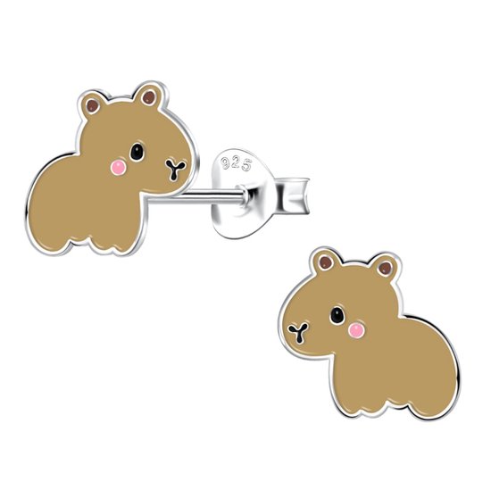 Boucles d'oreilles La Rosa Princesa Capybara pour fille - kawaii - Argent 925