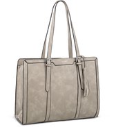 TAN.TOMI Dames Handtassen - Dames Tas Shopper met rits - Werktas - 15.6 inch Laptoptas - Schoudertas - Schooltas - Geschikt voor A4 - Grijs