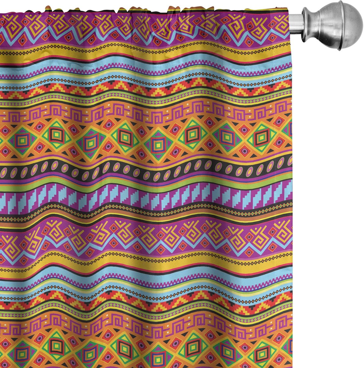 ABAKUHAUS Mexikaner Voorhangen – Geometrisch 2x75x175 cm – Microvezel Mehrfarbig