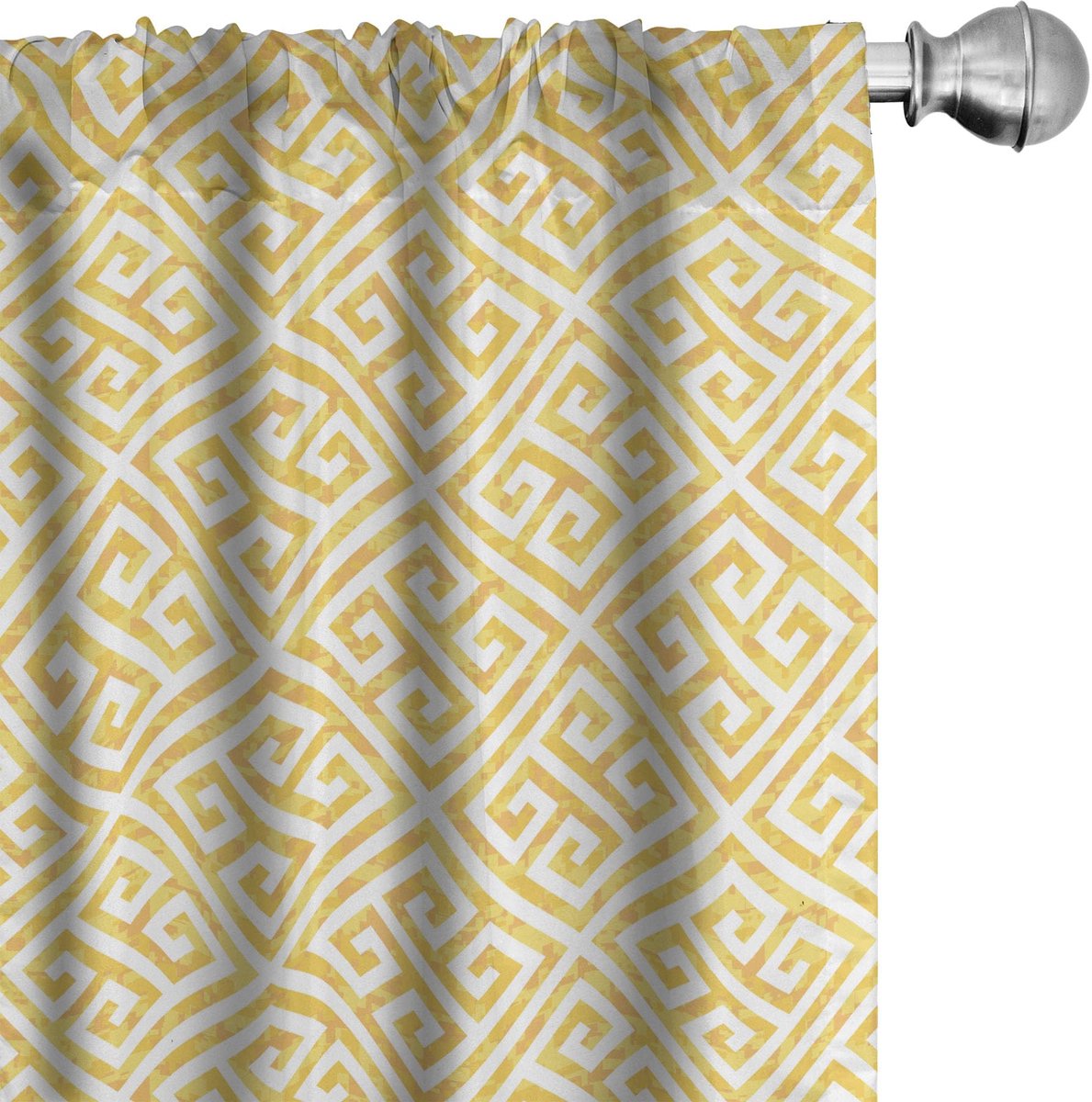 ABAKUHAUS Griekse Sleutel Voorhangen – Geel-Wit – 2x75x245 cm