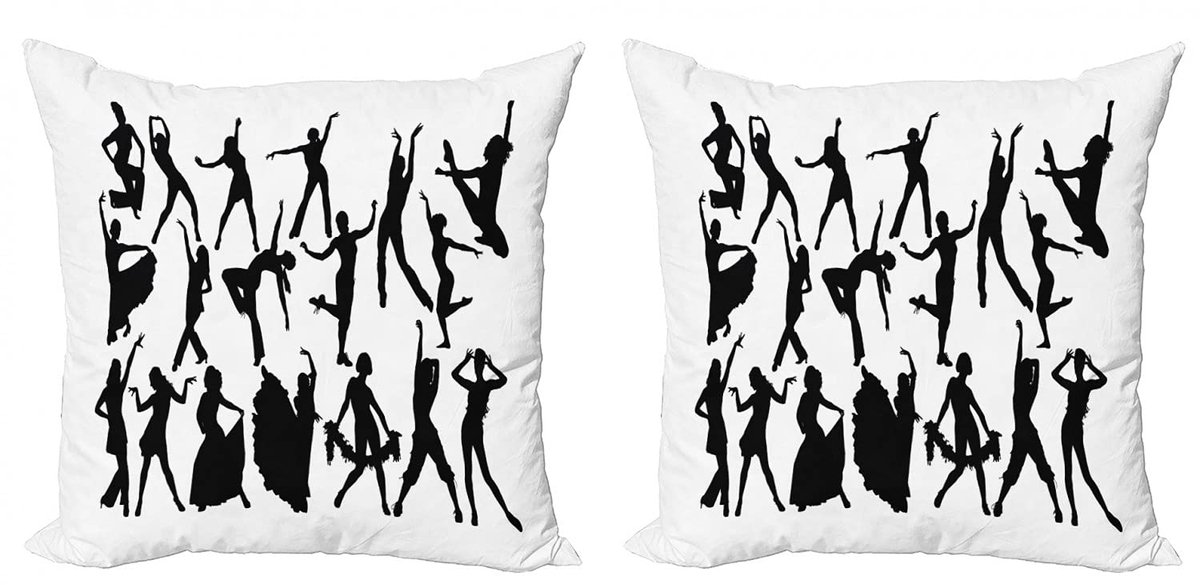 ABAKUHAUS Kussenhoezen Set – Zwart & Wit, 45x45 cm – Dubbelzijdig bedrukt, Rits Zwart en wit