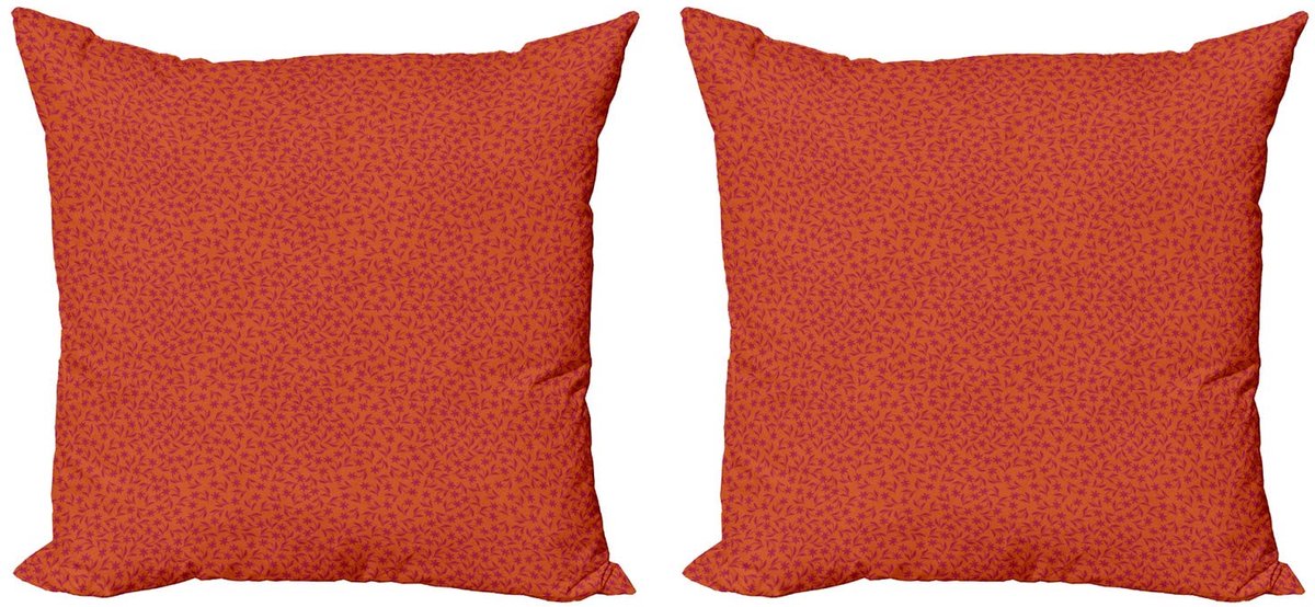 ABAKUHAUS Bloemenkussenhoes Set (2x45x45 cm) – Omkeerbare Print – Rits – Multicolor Scharlachrot