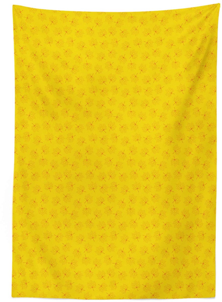 ABAKUHAUS Tafelkleed – Herfstbladeren 140 x 170 cm – Geel/Vermiljoen – Satijn