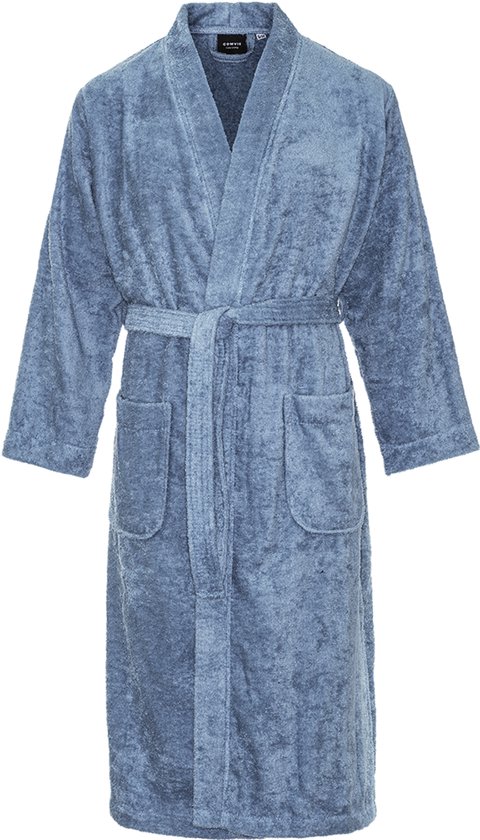 Kimono badstof katoen – badjas dames – badjas heren – 100% badstof katoen - Oekotex100 - sauna – denim blauw - XXL/XXXL