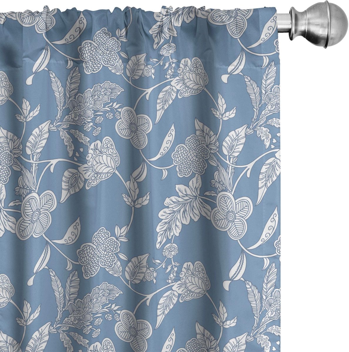 ABAKUHAUS Blauw-witte gordijnen 2-delige set 150x175 cm – microvezel