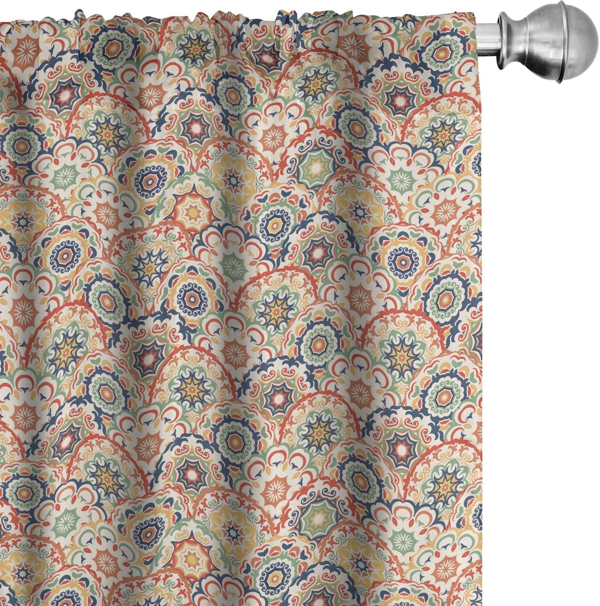 ABAKUHAUS Geometrische gordijnen – 2-delige set microvezel gordijnen, veelkleurig, halverduisterende gordijnen, 75x225 cm Mehrfarbig