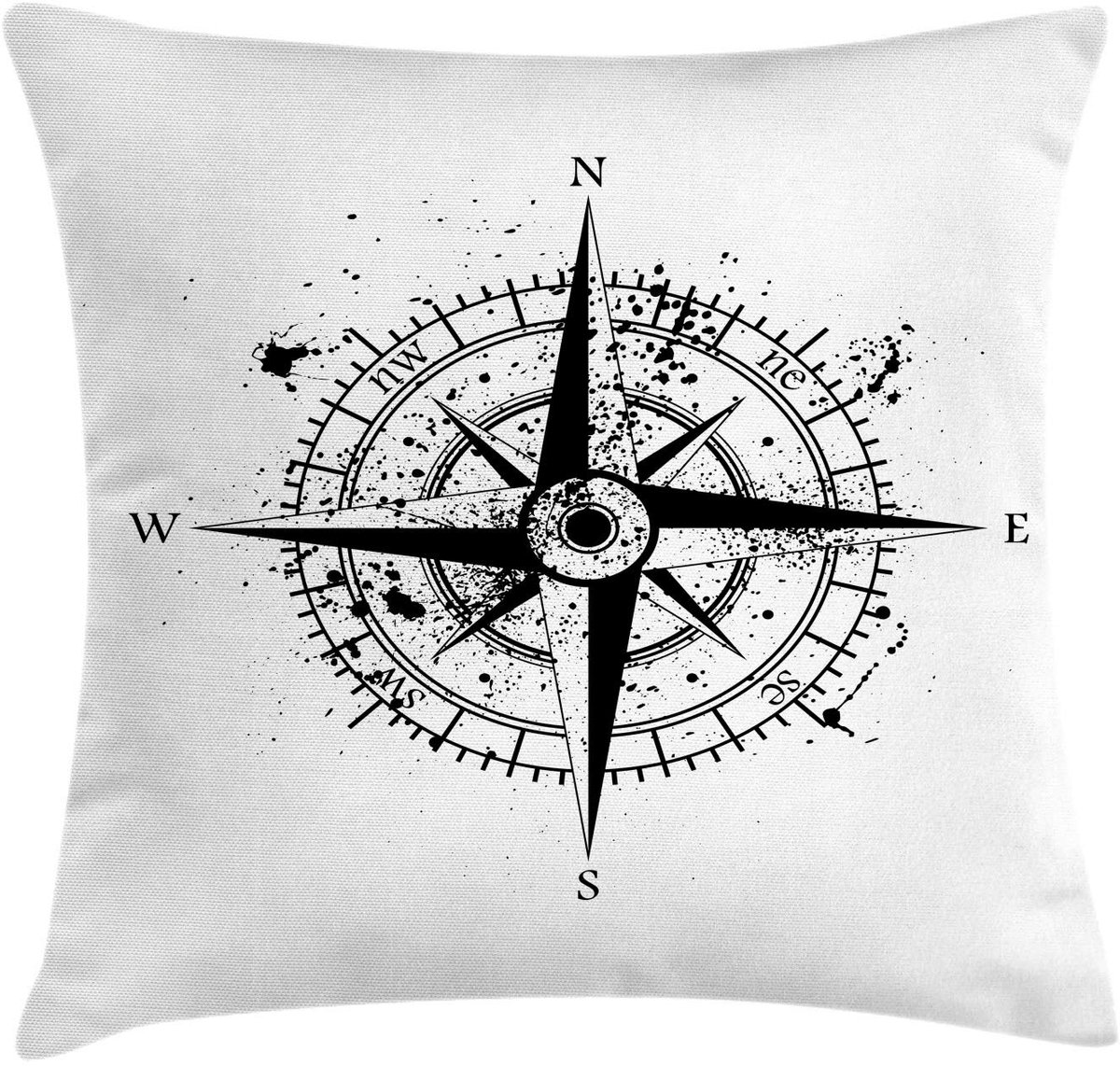 ABAKUHAUS Kussenhoes 45x45 cm – Maritieme Windrose, Grijs/Wit Charcoal Grau