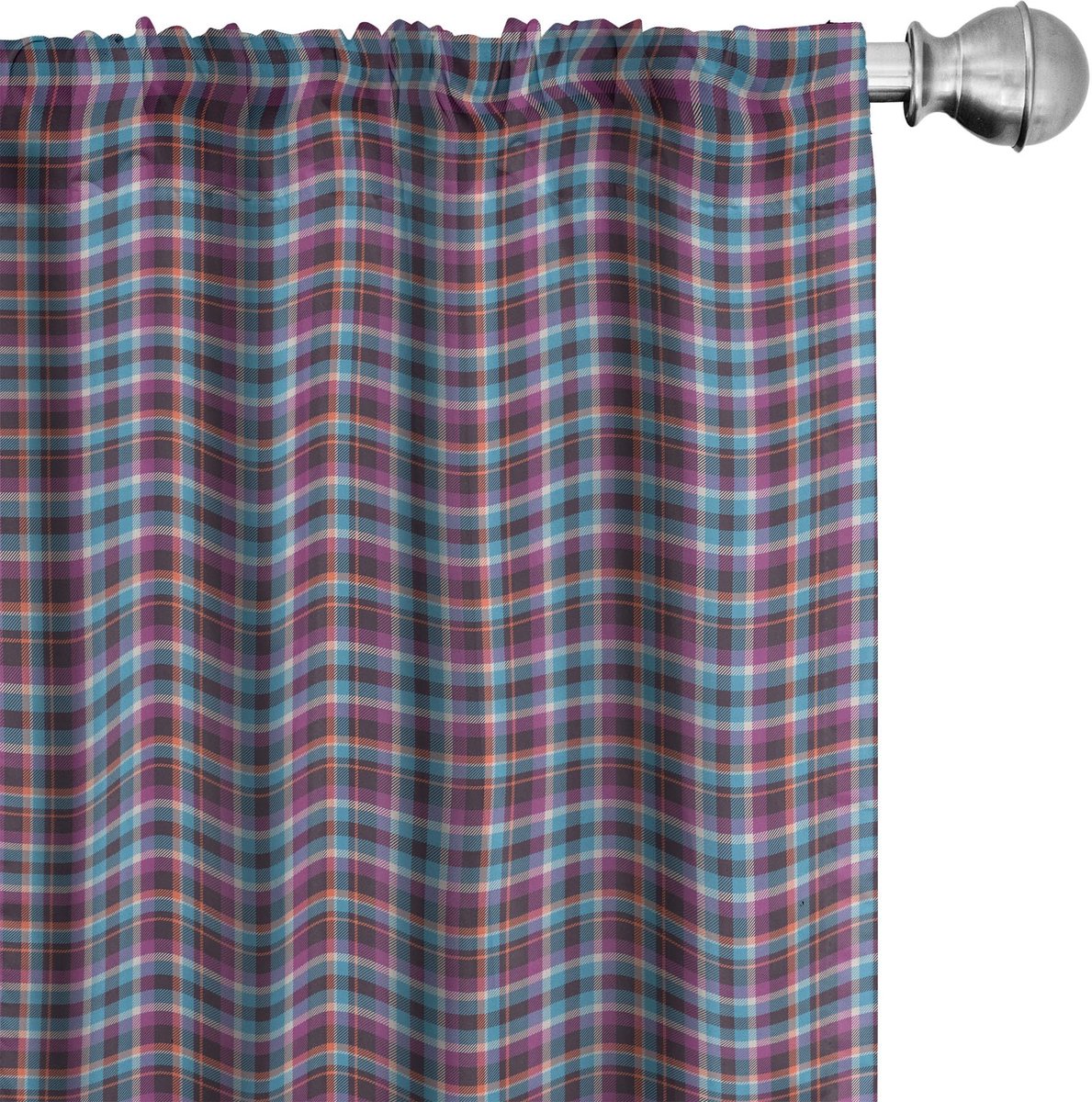 ABAKUHAUS Geruit Gordijnen – 2x75x245 cm – Microvezel – Semi-donker Hellblauw