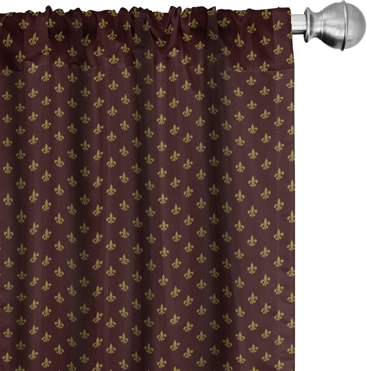 ABAKUHAUS Fleur De Lis Gordijnen – 2x75x225 cm – Microvezel – Halfschaduw – Bordeaux Bordeauxrood