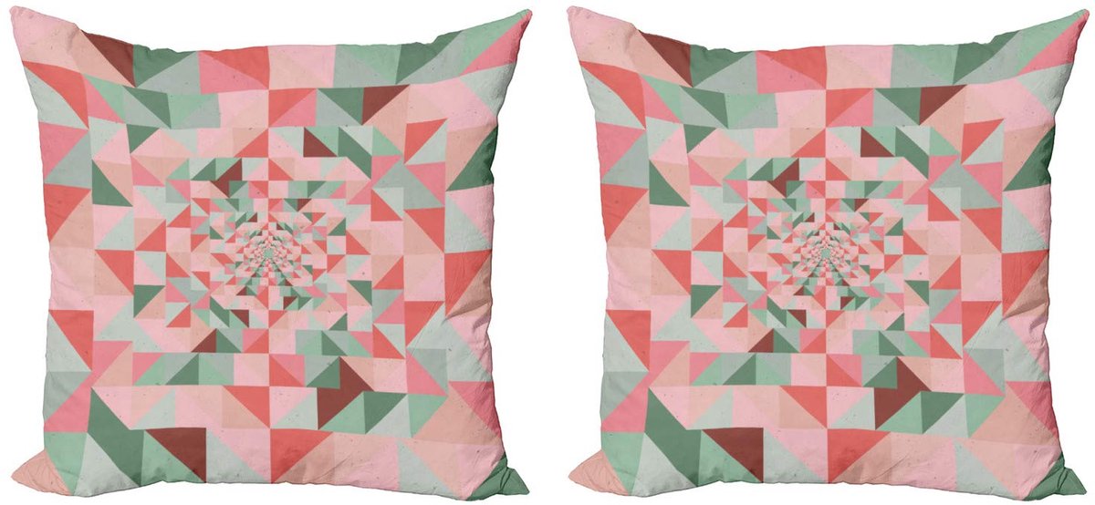 ABAKUHAUS Retro kussenhoes – 2x45x45 cm – Dubbelzijdig bedrukt – microvezel pastel