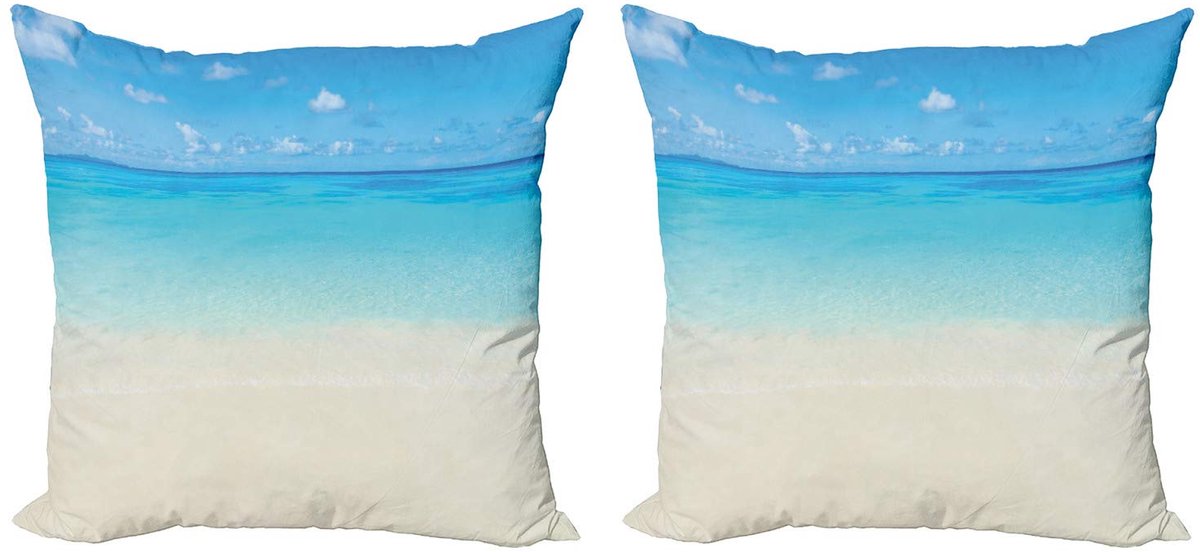 ABAKUHAUS Ocean kussenhoes – 2x60x60 cm – dubbelzijdig bedrukt – crème marineblauw Creme Navy