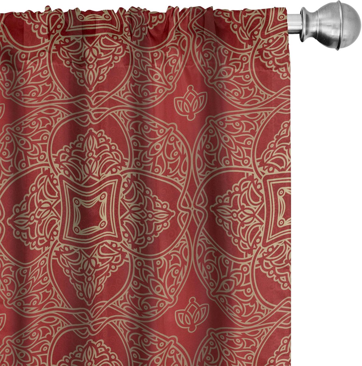 ABAKUHAUS 2x75x225 cm Voorhangen – microvezel, halfschaduw, vermiljoen kamel & tan Vermilion