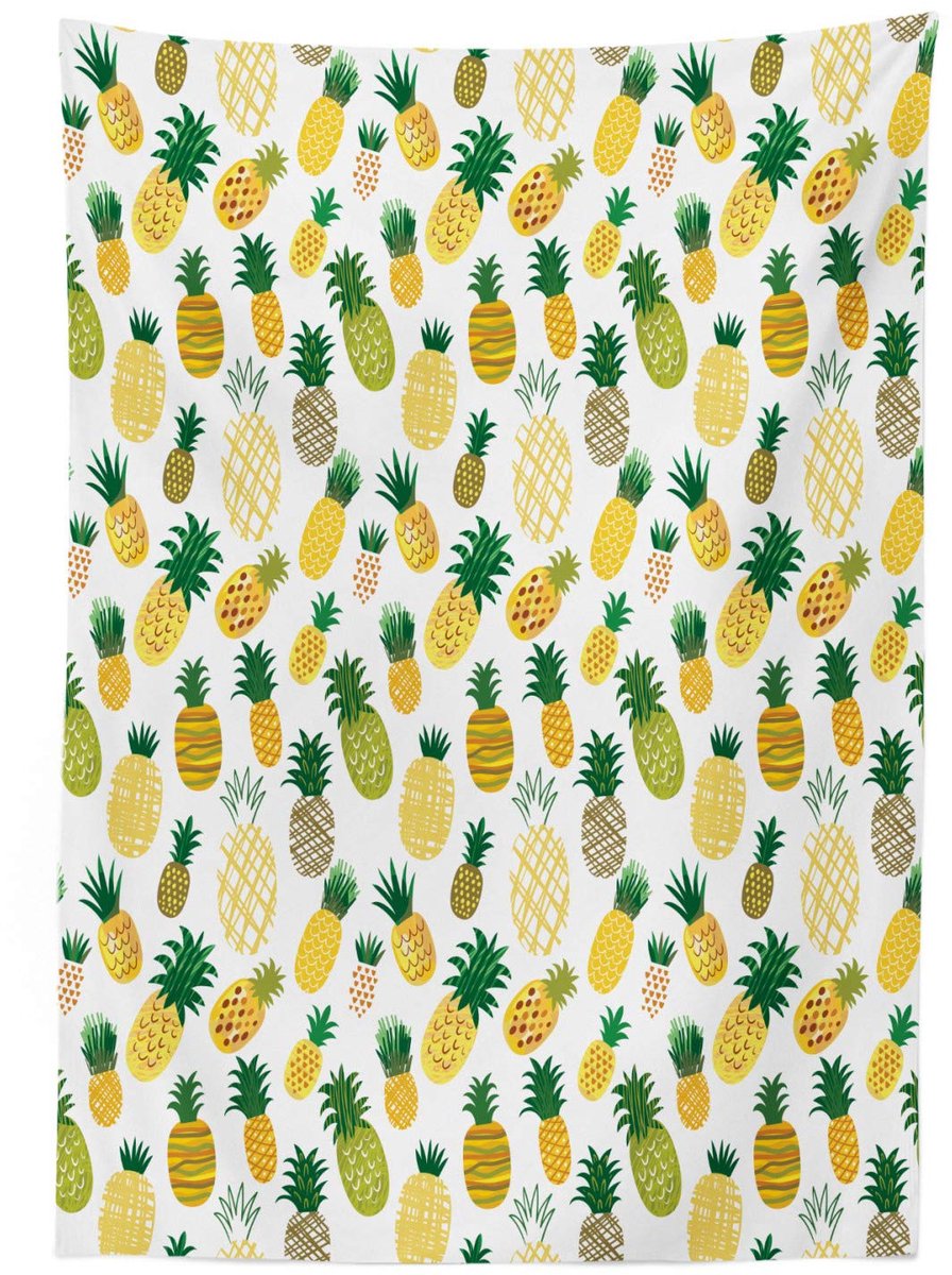 ABAKUHAUS Gekritzel Tafelkleed Cartoonvruchten Ananas – 140x240 cm – Groen