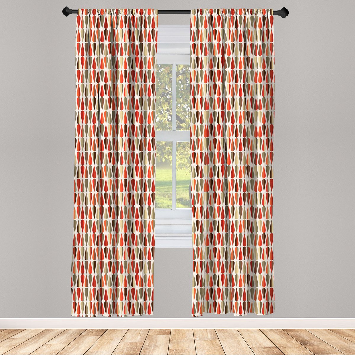 ABAKUHAUS Retro Gordijnen – 2x75x175 cm – Multikleur
