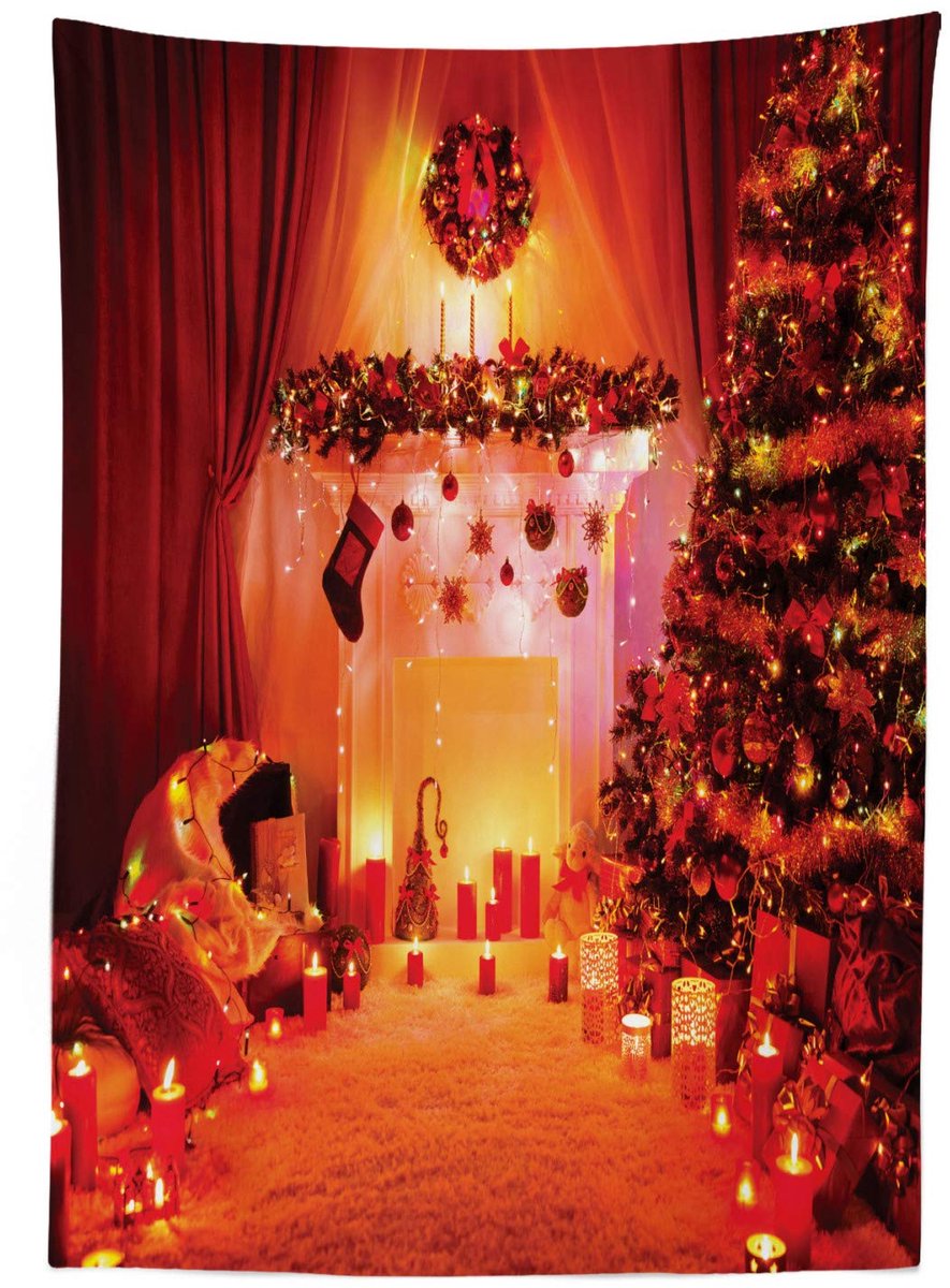 ABAKUHAUS Tafelkleed – tc_20313 140x200 cm – Rood en Oranje, wasbaar satijn