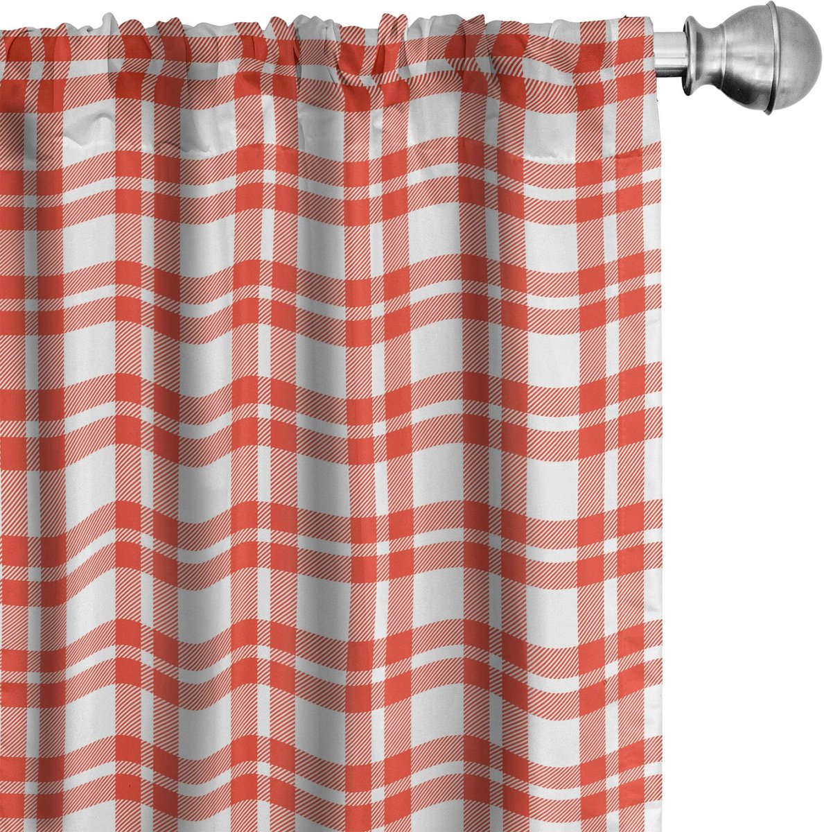 ABAKUHAUS Gordijnen – Plaid in Schotse ruit – 2x75x175 cm – microvezel Vermilion Weiß
