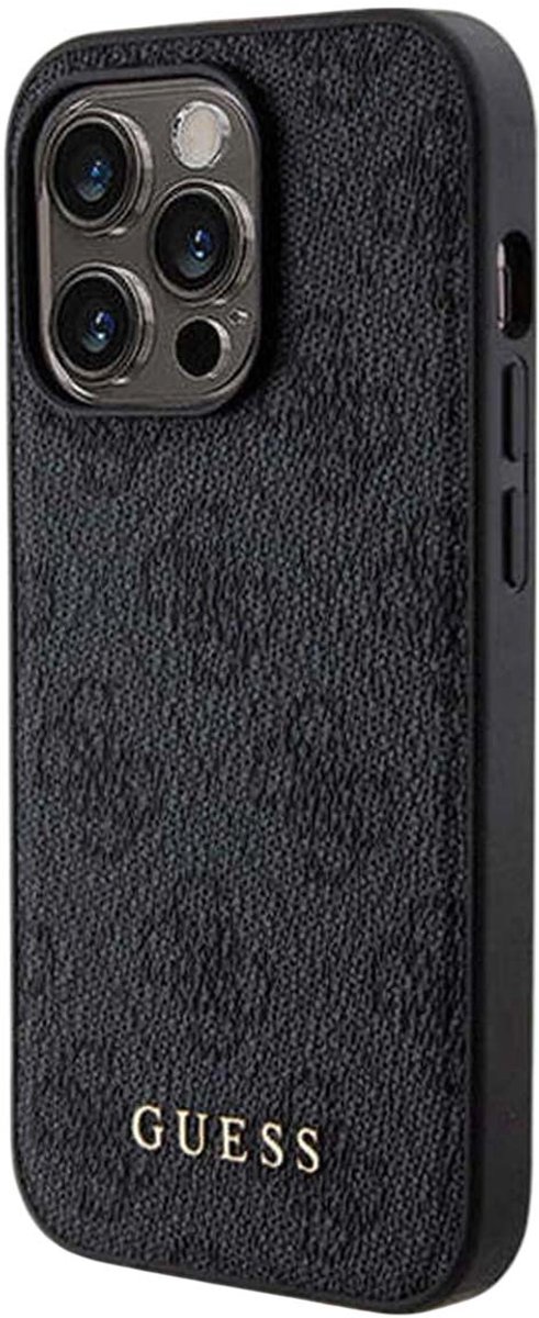 GUESS, Hoesje geschikt voor iPhone 13 Pro - MagSafe Saffiano 4G Print & 5000mAh Powerbank, Zwart