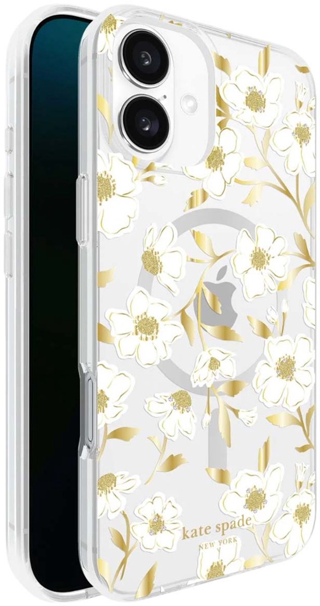 KATE SPADE NEW YORK, Hoesje Geschikt voor Apple iPhone 16 Plus Motief Sunshine Floral Compatibel met MagSafe, Wit / Geel