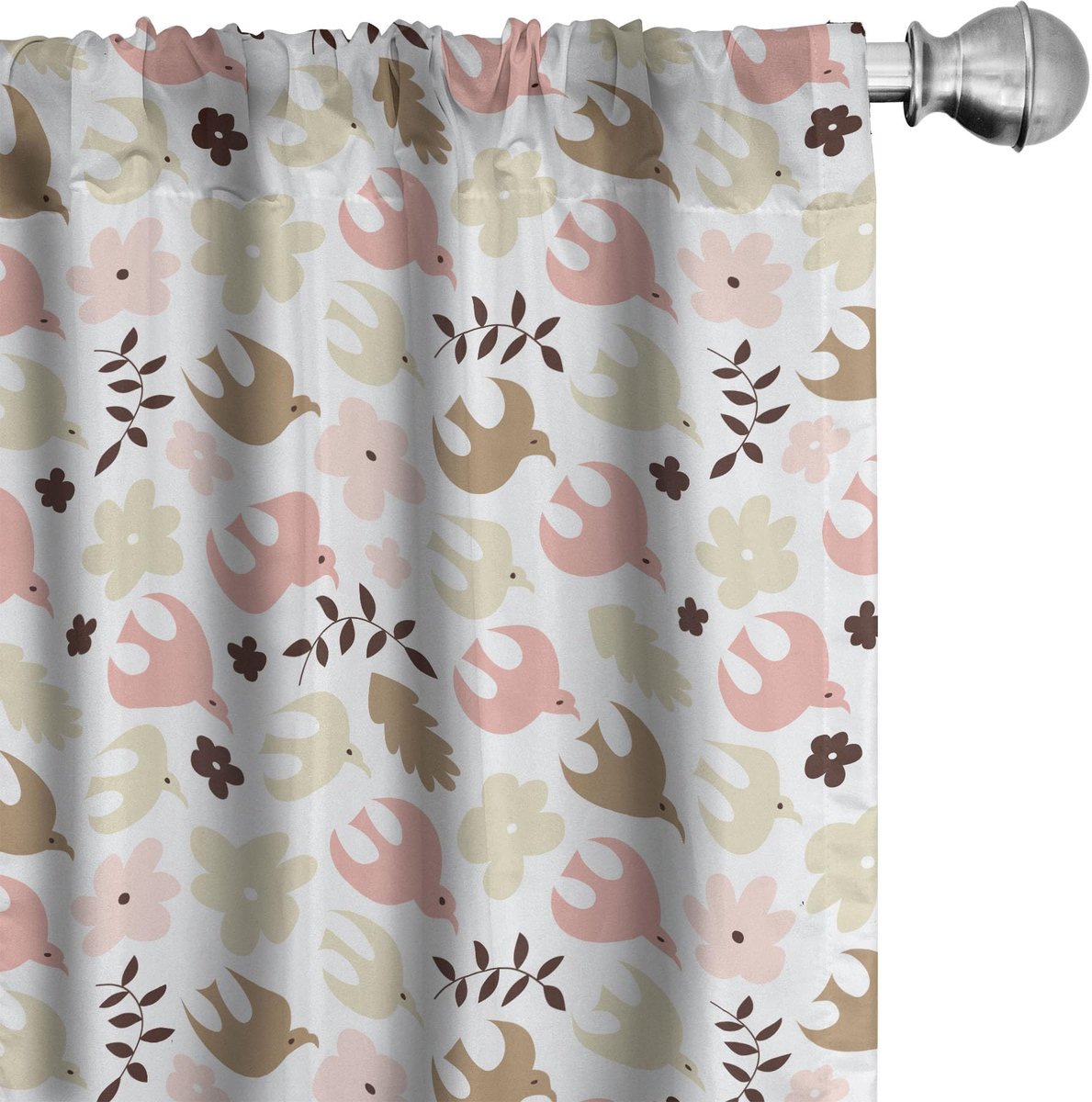 ABAKUHAUS Vogels gordijnen – 2-delige set 75x245 cm – microvezel – Roze Umber Rosa Umber