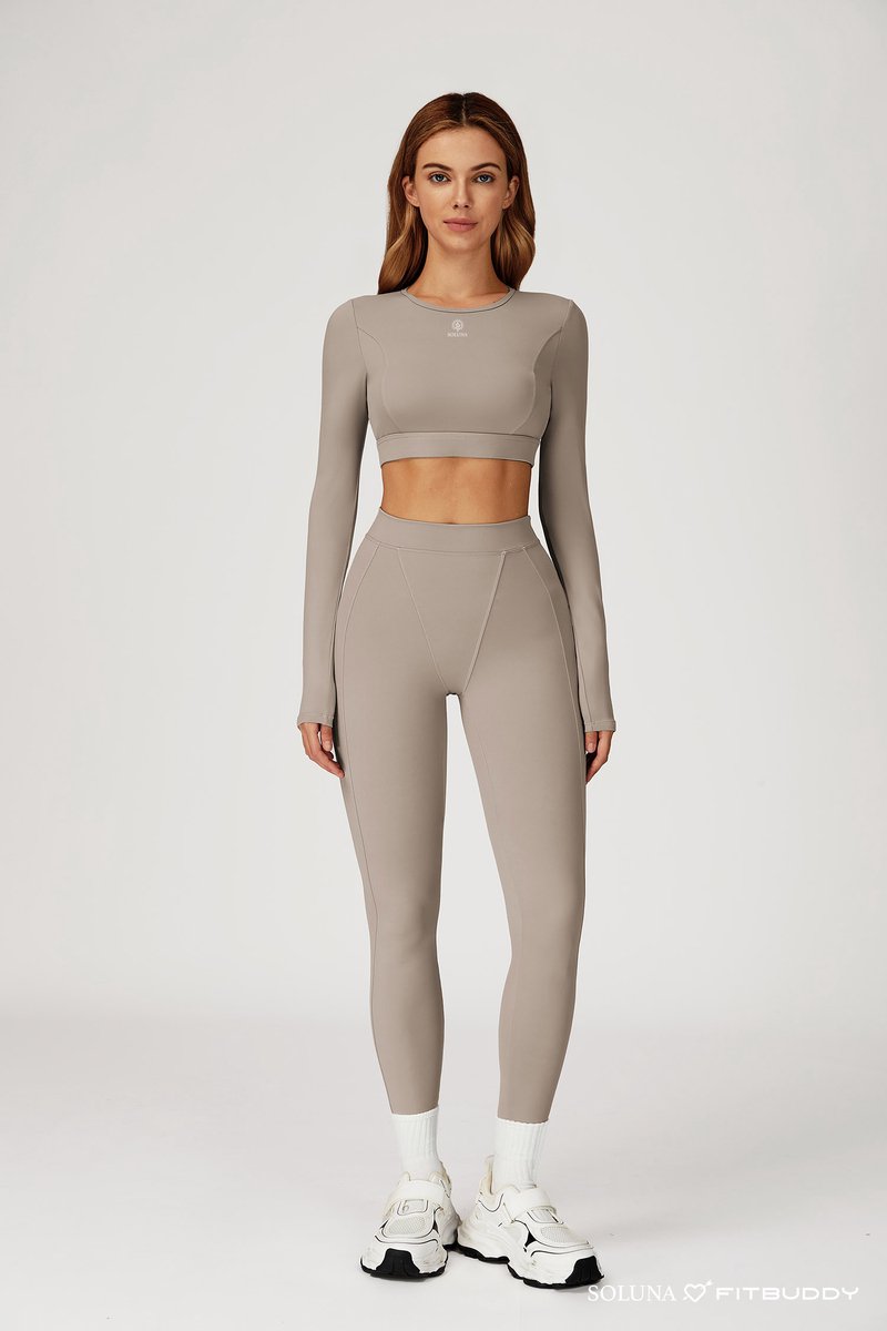 Fitbuddy Seamless High-Waist Legging GZL115 – Camel Grey – Squatproof & Shaping – Dames – Maat L