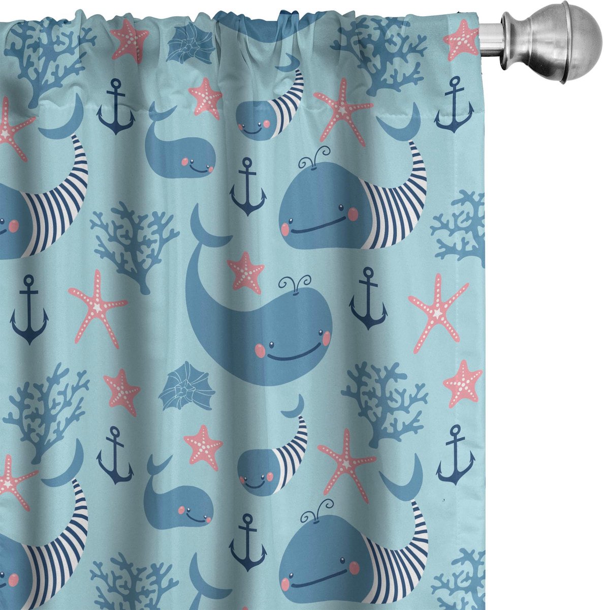 ABAKUHAUS Wal-gordijnen – Gordijnen – 2x75×175 cm – Bleekblauw/Marineblauw Blassblauw