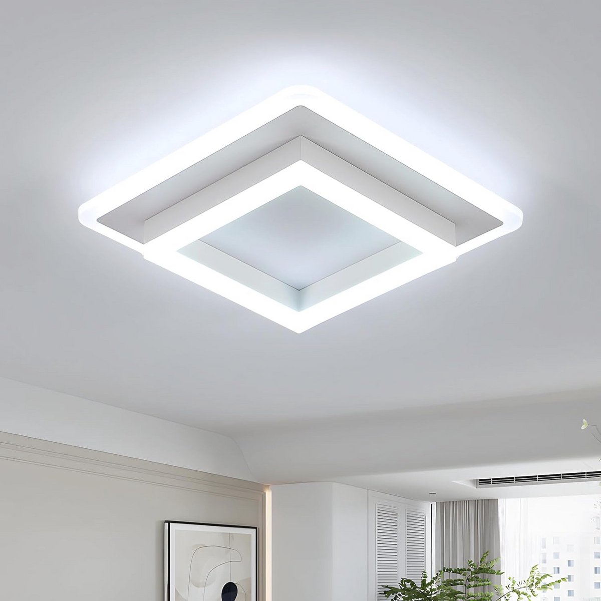 Moderne LED Plafondlamp 30W 3600LM - Vierkante Witte Verlichting voor Hal, Keuken, Badkamer en Slaapkamer - Koel Wit 6500K