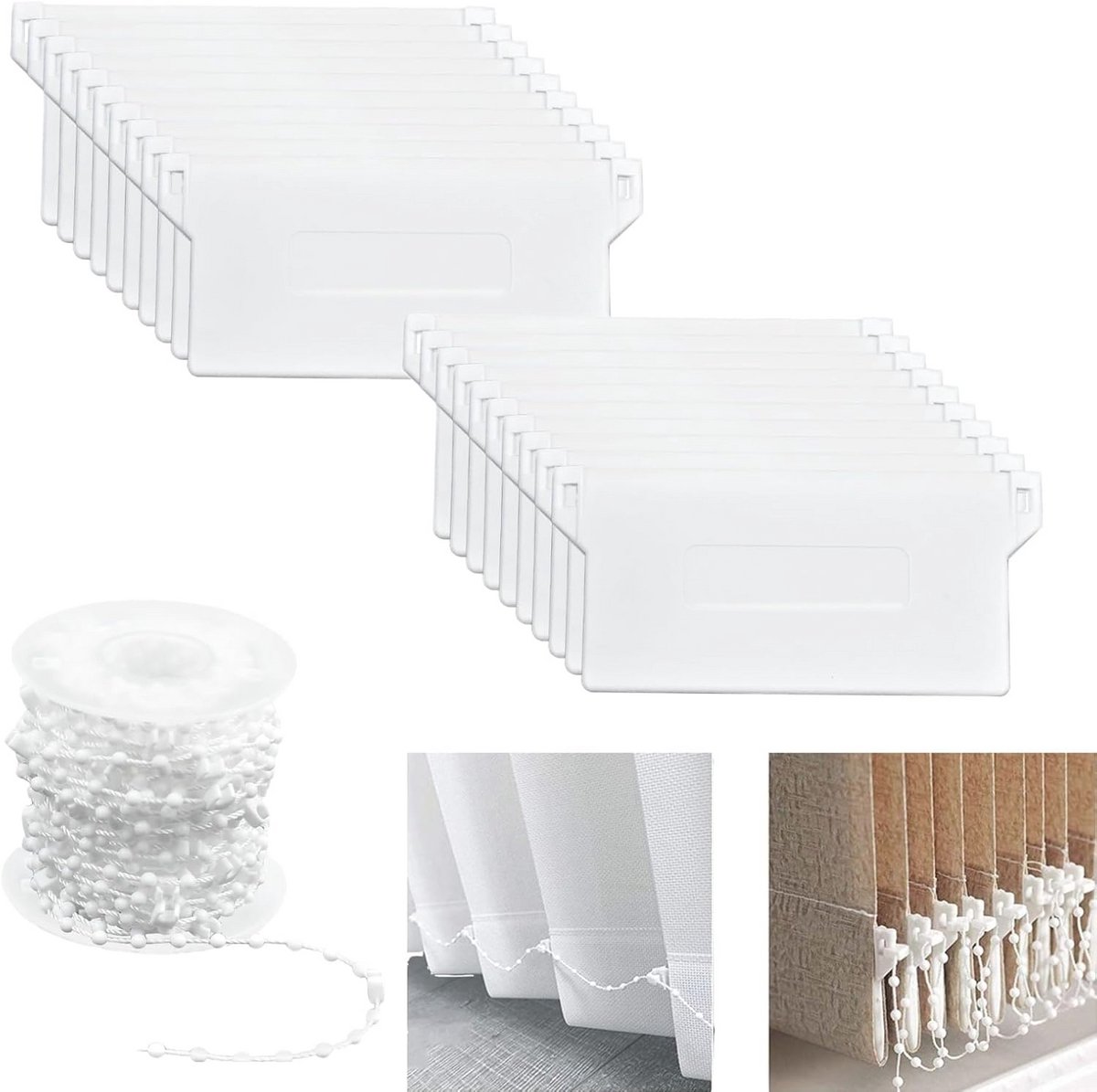 Verticale Blinde Lamellen Onderdelen en Accessoires - 20 Stuks met Gewichten en Ketting