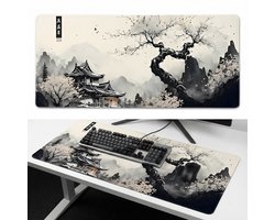 Zen Design XXL Muismat 90x40 – Japans Landschap – Anti-slip – Bureau Onderlegger