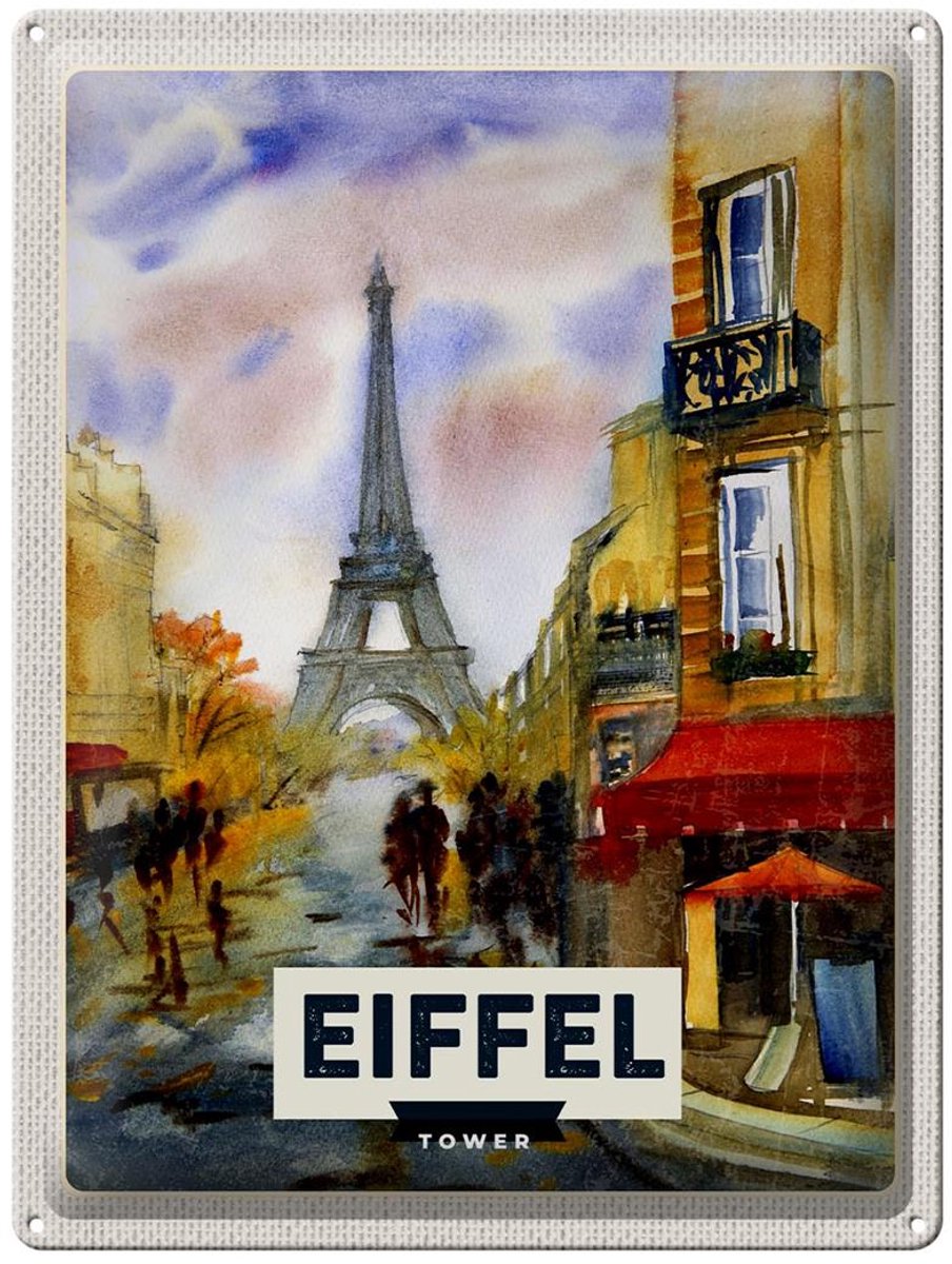 Blechschild Reise 30x40cm Eiffel Tower malerisches Bild Kunst