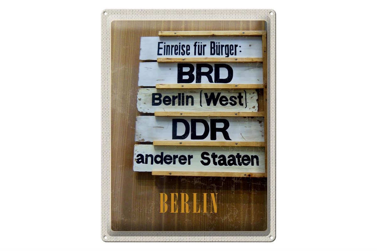 Blechschild Reise 30x40cm Berlin DE BRD DDR West Bild