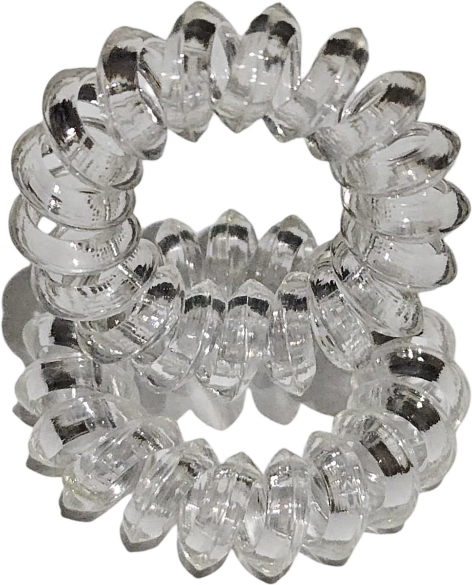 Hisa - Transparante Spiraal Haarelastieken - Elastiek - Haar - Accessoires - Telefoonkabel - 10 stuks