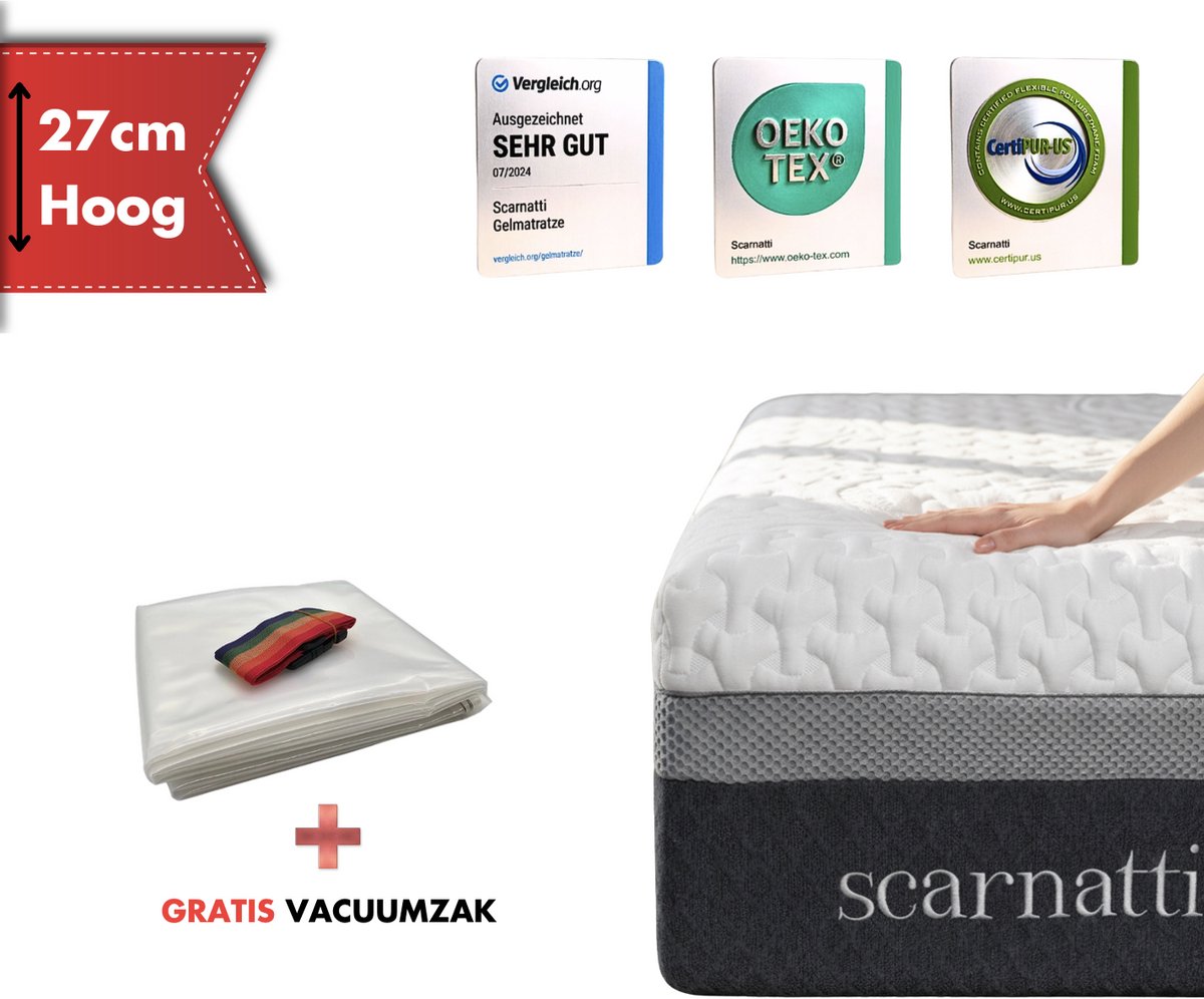 Premium Matras 120x200 cm - 27cm dikte - Traagschuim en Koudschuim 2in1 - Eenpersoonsmatrassen - Twijfelaar - logeermatrassen - matrassen - Extra Comfort