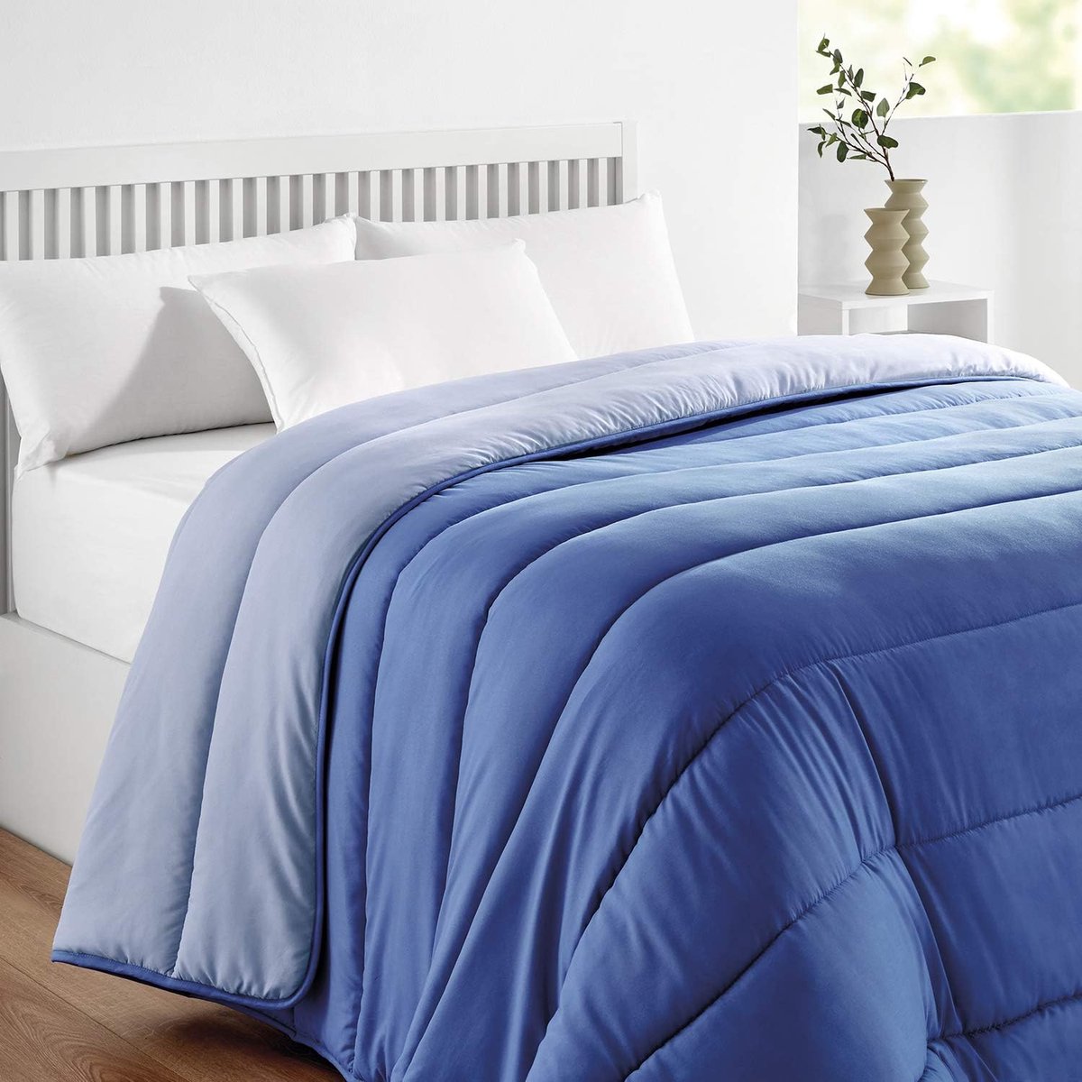 Candala Winter Omkeerbaar dekbed, 300 g, tweekleurig, voor bedden met een breedte van 150 cm, warm, ademend, blauw, 240 x 220 cm