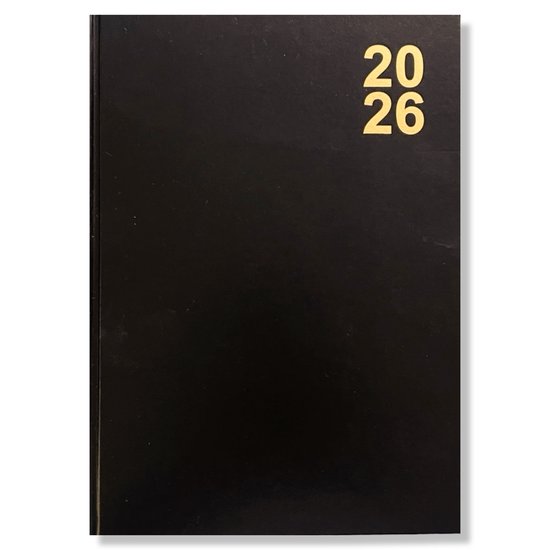 2026 Bureau Afspraken Agenda - Dagagenda 1D/1P - A4 Hardcover Zwart - 21x29cm